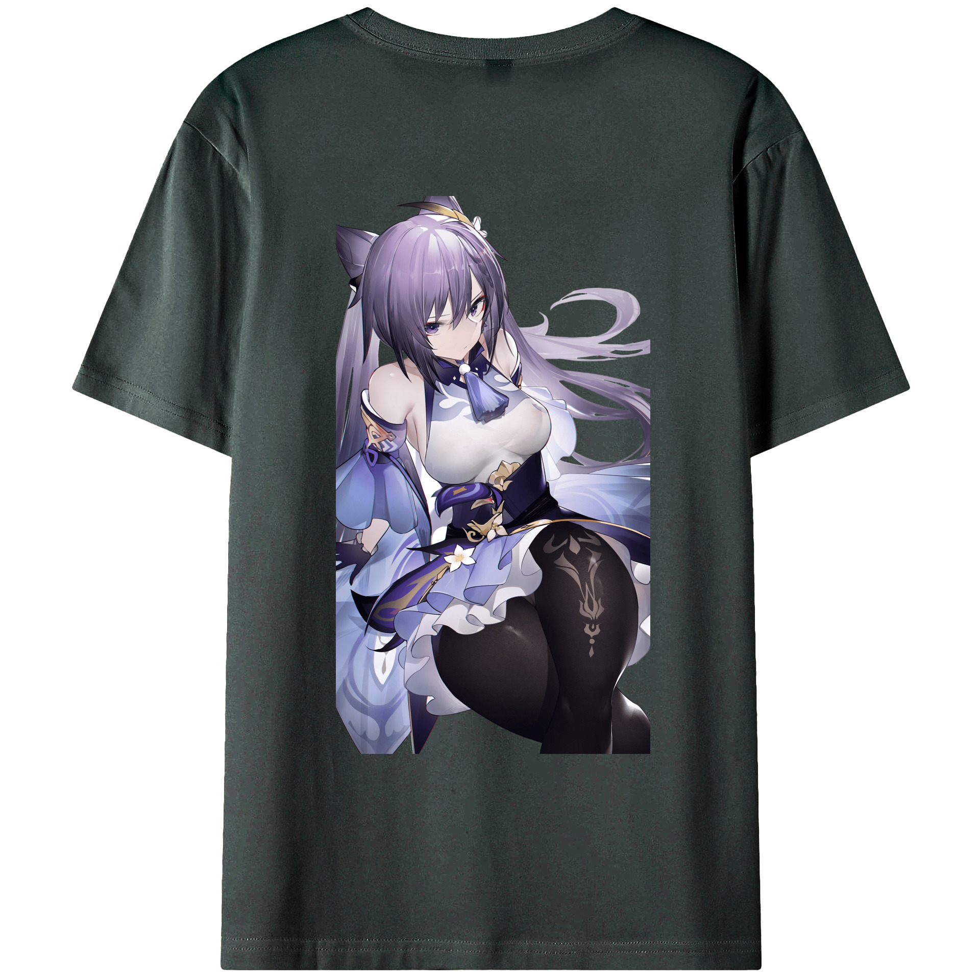 げんし神 刻晴 こくせい genshin Kokusei 綿100％ メンズ半袖Tシャツ（バックプリント） 通気性